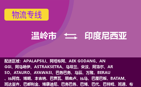 溫嶺市到印度尼西亞海運，溫嶺市到印度尼西亞空運公司，溫嶺市到印度尼西亞物流專線